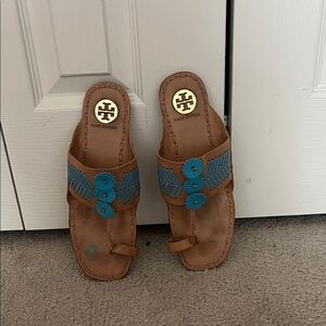Tory Burch Brown and Blue Sandals